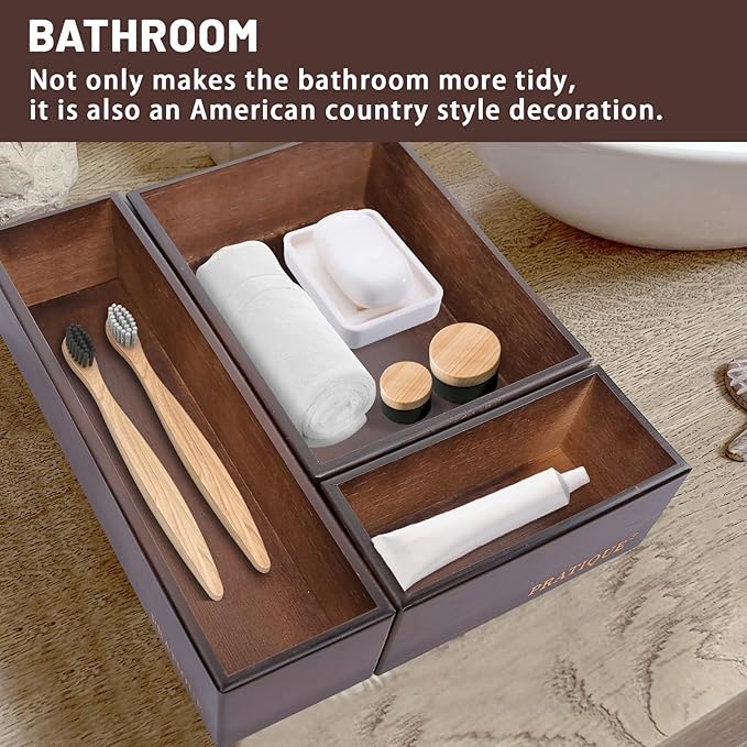Bamboo Drawer Organizer - Kitchen Utensil Organizer Silverware Tray Cutlery Holder,Office Desk Supplies and Accessories,5.9 * 3 * 2.6,Nut-brown-Ruum Studio Home