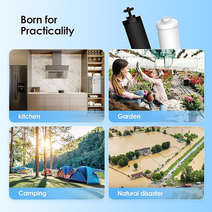 Waterdrop NSF/ANSI 42&372 Standard Gravity Water Filter, Replacement for Berkey® BB9-2® Black Filters & PF-2® Fluoride Filters, Berkey® Gravity Water Filter System and Waterdrop King Tank Series-Ruum Studio Home