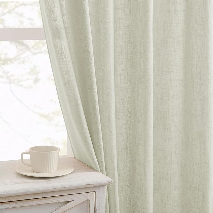 Joydeco Linen Curtains 108 Inch Length 2 Panel Sets,Light Filtering Curtains for Bedroom 52 Inch Wide Living Room Drapes with Back Tabs & Rod Pockets (W52 x L108 Inch, Oatmeal)-Ruum Studio Home