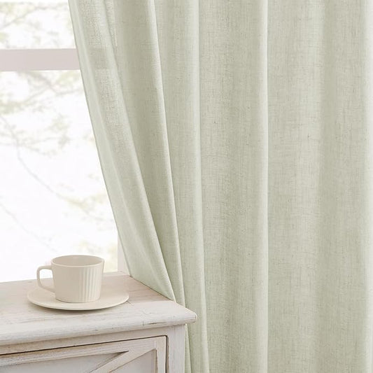 Joydeco Linen Curtains 108 Inch Length 2 Panel Sets,Light Filtering Curtains for Bedroom 52 Inch Wide Living Room Drapes with Back Tabs & Rod Pockets (W52 x L108 Inch, Oatmeal)-Ruum Studio Home