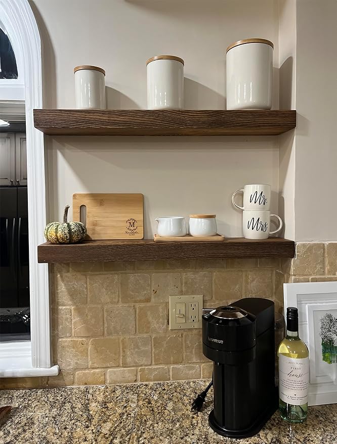 joelsantiques 24 Inch Wooden Floating Shelves for Wall - 24x8x2 in - Made of Natural Wood - Heavy Duty Rustic Wall Shelves for Bedroom - Perfect for Living Room, Kitchen - Medium Brown-Ruum Studio Home