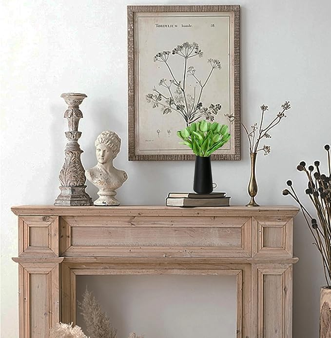 Mandy's Artificial Tulips 20 Stems Green PU Faux Flowers for Wedding Home Decor 13.5 Inch-Ruum Studio Home