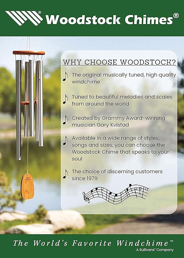 Woodstock Chimes Pluto Wind Chime for Outside 37" Grey Medium Tone Sound for Outdoor Garden, Patio, Porch Decor Gifts, Encore Collection, DCY37-Ruum Studio Home