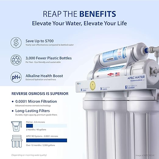 APEC Water Systems ROES-PH75 Essence Series Top Tier Alkaline Mineral pH+ 75 GPD 6-Stage Certified Ultra Safe Reverse Osmosis Drinking Water Filter System with WiFi Smart Water Leak Detector and App-Ruum Studio Home