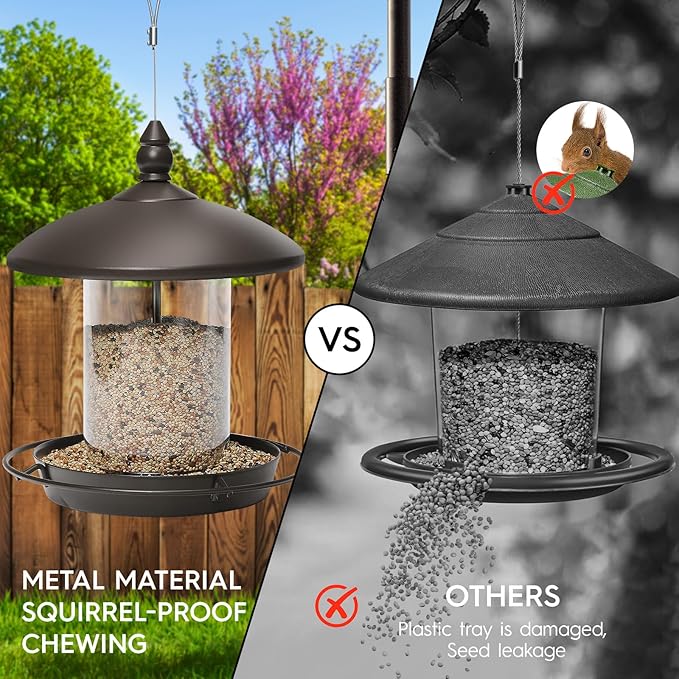 Metal Roof Bird Feeder - Chew Proof for Outdoor Hanging Wild Bird Seeds. Bronze-Ruum Studio Home