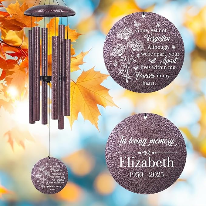 ASTARIN Engraving Wind Chimes for Loss of Loved One, Personalized Wind Chimes Memorial, Bereavement Gifts for Loss of Mother, Windchimes in Memory of a Loved One, Outside Windchime(Produced in USA)-Ruum Studio Home