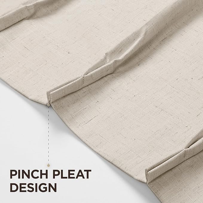 Joydeco Pinch Pleated Linen Curtains for Living Room, 100% Blackout Curtains 84 inches Long 2 Panel Thermal Insulated Pinch Pleat Drapes(Ecru,40'' Wx84'' L)-Ruum Studio Home