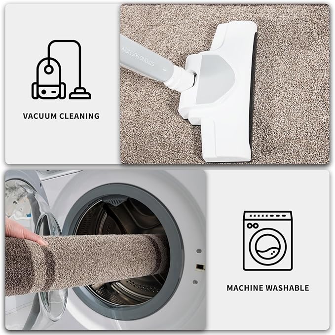 PURRUGS Dirt Trapping Door Mat 24" x 70", Non-Slip/Skid Machine Washable Entryway Rug, Shoes Scraper, Area Rug, Super Absorbent Welcome Mat for Muddy Wet Shoes and Paws, Beige & Grayish Brown-Ruum Studio Home