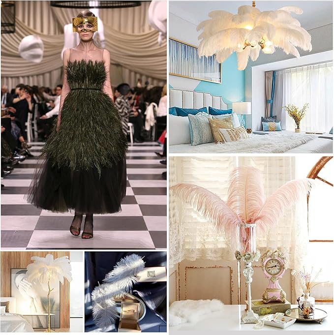 THARAHT White Ostrich Feathers 24pcs Natural Bulk 10-12Inch 25cm-30cm for Crafts Wedding Party Centerpieces Easter Gatsby and Christmas Tree Decoration Feathers-Ruum Studio Home