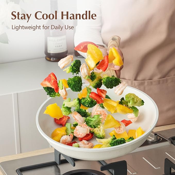 SENSARTE Nonstick Ceramic Frying Pan Skillet with Lid, 10 Inch Omelet Pan, Healthy Non Toxic Chef Pan, Induction Compatible Egg Pan with Heat Resistant Handle, Free of Intentionally Added PFAS/PTFE-Ruum Studio Home