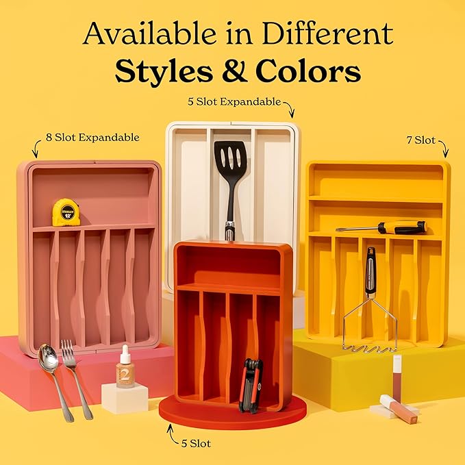 SMIRLY Silverware Drawer Organizer – Bamboo Kitchen Drawer Organizer, Adjustable Utensil Holder and Cutlery Tray, Drawer Dividers for Flatware and Kitchen Utensils-Ruum Studio Home