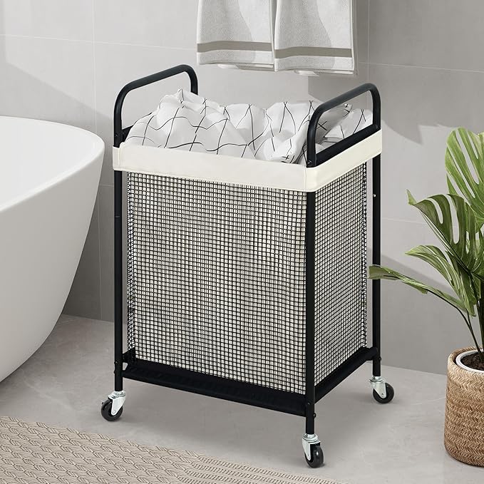 STO STO Laundry Hamper, 90L Rolling Laundry Sorter Cart with Removable and Washable Liner Bag, Rolling Clothes Hamper with Metal Handle for Laundry Room and Bedroom-Ruum Studio Home