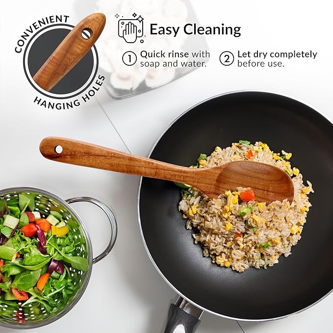 Zulay Kitchen 12-Piece Teak Wooden Utensils for Cooking - Natural Teak Utensil Set with Premium Gift Box - Non-Stick Wooden Spoons for Cooking - Kitchen Gift Set - Comfortable Grip Wooden Utensil Set-Ruum Studio Home