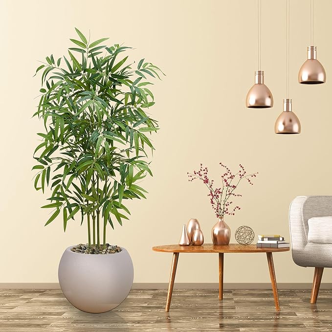 Artificial Bamboo Tree 5FT Tall Fake Plants Faux Silk Plant, Faux Bamboo Plant for Home Office Indoor Outdoor Decor Artificial Trees with Tall Planter-Ruum Studio Home