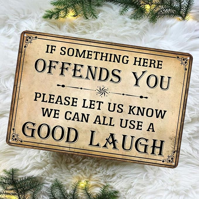 Bar Sign Man Cave Decor - Vintage Garage Metal Tin Signs for Men Funny If Something Here Offends You Poster Wall Art, Sports Bars Outdoor Accessories Decorations 8x12 Inch-Ruum Studio Home