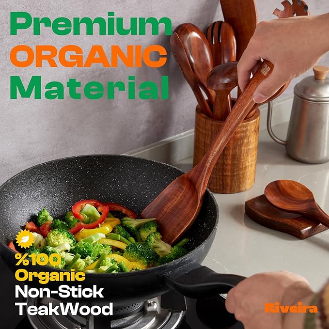 Riveira's 6-Piece Dark Brown Wooden Spoons for Cooking - Elegant Kitchen Essentials/Kitchen Utensils Set for Every Culinary Need Spatula-Ruum Studio Home