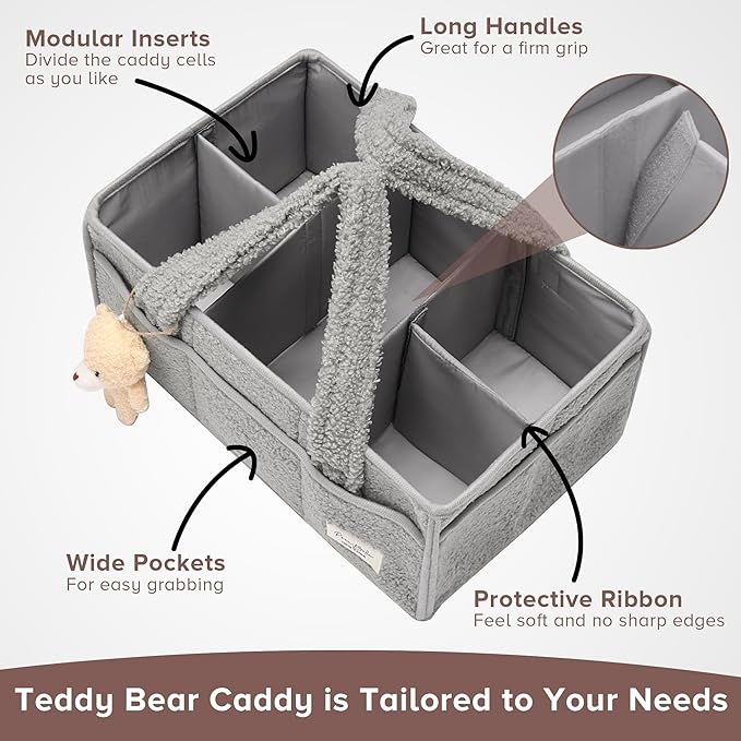 PeraBella Baby Diaper Caddy Organizer with Handle, Boy & Girl Shower Gift Basket, Portable Diaper Storage Basket Bin for Wipes, Newborn Baby Essentials Registry Search Must Haves, Car Caddy Organizer-Ruum Studio Home