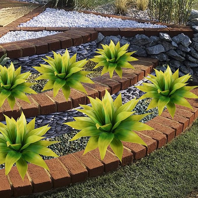 Artificial Agave Plants,Large UV Resistant Fake Agave Planters for Indoor and Outdoor Decorating Tropical Plant Succulents Greenery Indoor Decor (2Pack,22" Yellow)-Ruum Studio Home