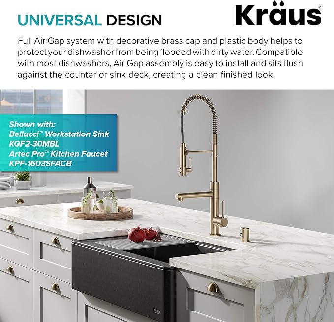 KRAUS Dishwasher Air Gap in Spot Free Antique Champagne Bronze, KAG-2SFACB-Ruum Studio Home