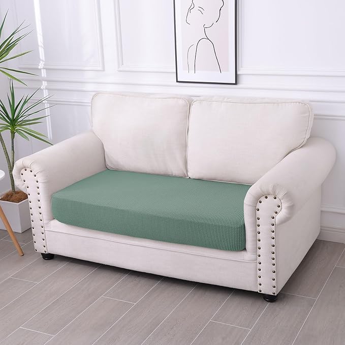 hyha Waterproof Couch Cushion Covers for Pets, Non Slip Sofa Seat Cover for Dogs Washable, Soft Thick Stretch Jacquard Fabric, Sofa Slipcovers with Elastic Bottom (1 Piece for Medium, Green)-Ruum Studio Home