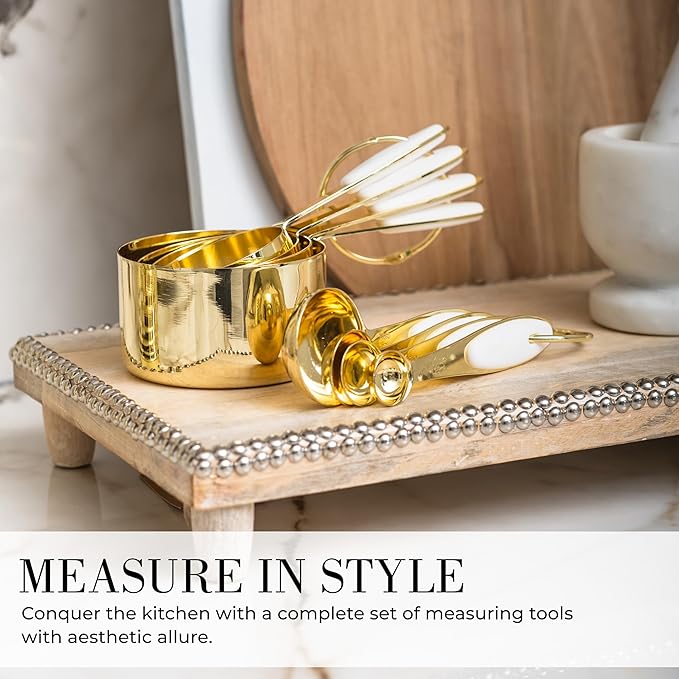 Styled Settings White and Gold Kitchen Utensils Set – 16-Piece Silicone Cooking Utensils with Measuring Cups and Spoons-Ruum Studio Home