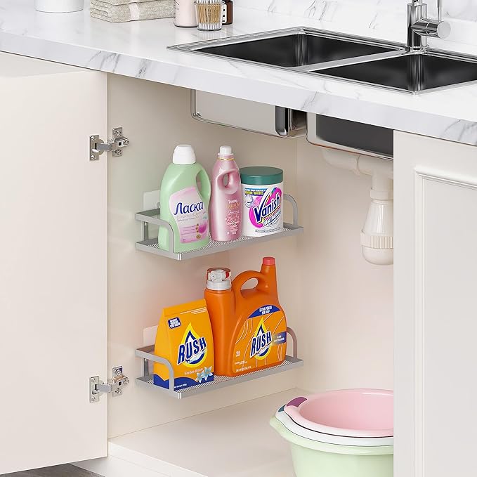 PUSDON Metal Wall Hanging Basket 2 Packs DIY Suitable for Multiple Scenes - Middle Silver Grey Hollowout-Ruum Studio Home