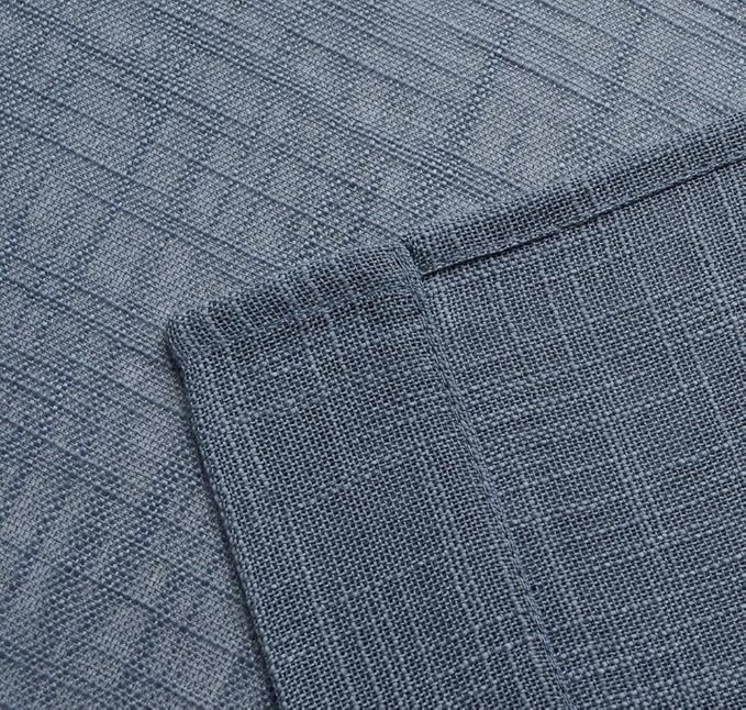 MIUCO Semi Sheer Curtains Poly Linen Textured Solid Grommet Curtains 84 Inches Long for Living Room 2 Panels (2 x 37 Wide x 84" Long) Dusty Blue-Ruum Studio Home