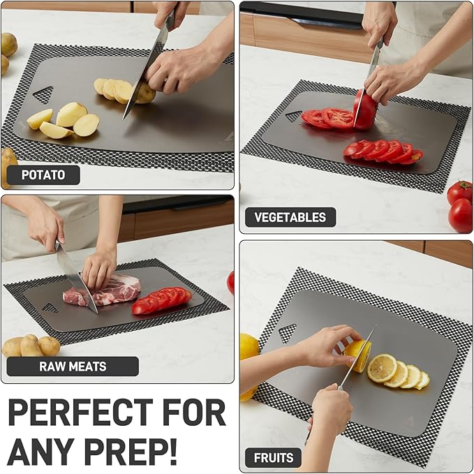 100% Pure Titanium Cutting Board, Non-Toxic Chopping Board For Kitchen, Rubber Mat, Double-Sided Pure Titanium Cutting Board for Kitchen (14"x10").-Ruum Studio Home