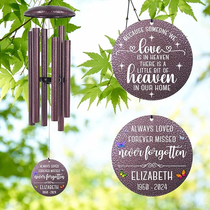 ASTARIN 36" Large Deep Tone Personalized Sympathy Wind Chimes, Memorial Wind Chime for Loss of Mother Father Loved One, Bereavement Gifts Decor Outdoor Patio Garden Graveyard-Ruum Studio Home