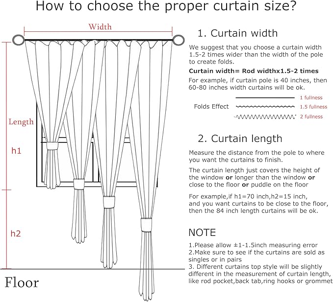 Vision Home Blue Gray Pinch Pleated Full Blackout Curtains Linen Blended Room Darkening Window Curtains 95 inch for Living Room Bedroom Thermal Insulated Pinch Pleat Drapes with Hooks 40" Wx95 Lx2