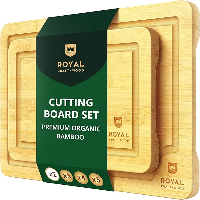 Chopping Board Set of 2 - Wooden Cutting Boards for Kitchen Meal Prep & Serving - Bamboo Wood Cutting Board Set - Charcuterie & Chopping Butcher Block for Meat - Kitchen Gadgets Gift-Ruum Studio Home