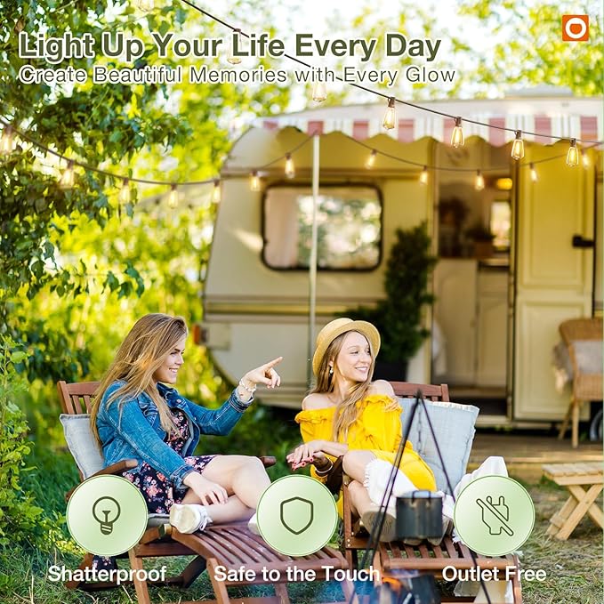 addlon 33(27+6) FT Solar String Lights Waterproof,Patio Light Solar Powered with Remote& USB Port 9+1 LED Shatterproof Bulbs 3 Lighting Modes Outdoor for Camping Backyard Garden-Ruum Studio Home