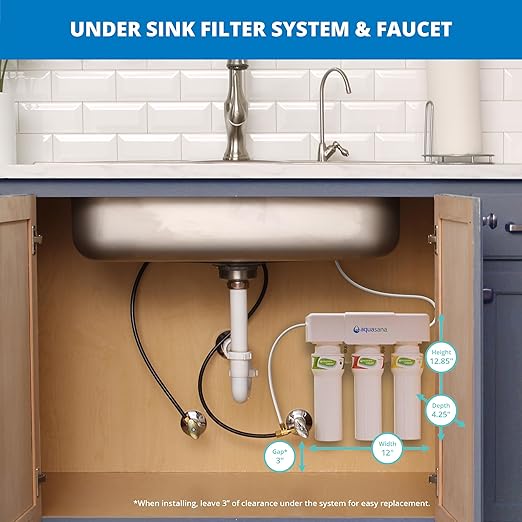 Aquasana Under Sink Water Filter System - Reduces PFAS, Lead, & Chlorine in Drinking Water - Under Counter Claryum Filtration for Kitchen - 3-Stage Max Flow - Chrome Faucet - AQ-5300+.56-Ruum Studio Home
