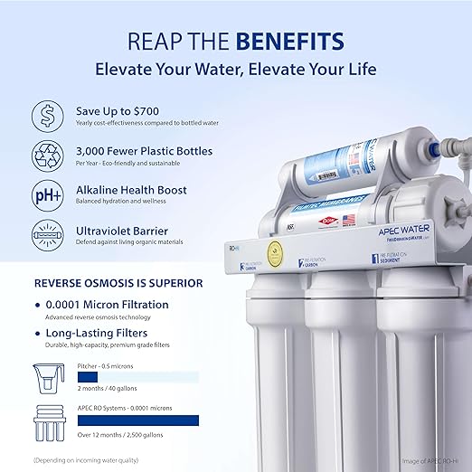 APEC Water System ROES-PHUV75 Essence Series Top Tier Alkaline Mineral pH+ and UV Ultra-Violet Sterilizer 75 GPD 7-Stage Ultra Safe Reverse Osmosis Drinking Water Filter System-Ruum Studio Home