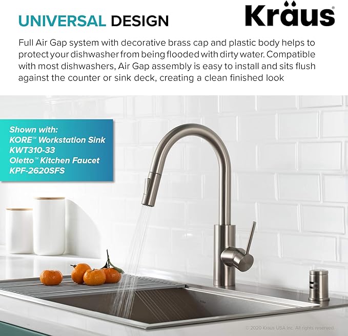 KRAUS Dishwasher Air Gap in Spot Free All-Brite™ Stainless Steel, KAG-1SFS-Ruum Studio Home