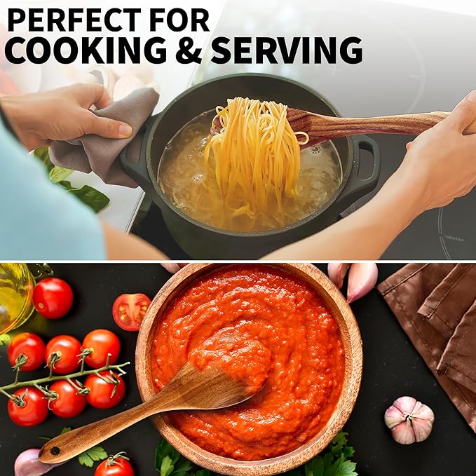 Zulay Kitchen 6-Piece Wooden Cooking Spoons Set – Heat-Resistant, Smooth Teak Utensils with Comfort Grip – Lightweight & Durable – Easy to Clean, Perfect for Non-Stick Cookware-Ruum Studio Home