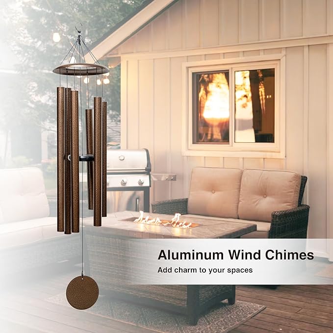 44 Inch Wind Chimes for Outside Deep Tone Sound Like Church Bell Rings Memorial Mother Day Copper Vein 1pcs Thickness of Tube is 2.8mm Taiwan Made-Ruum Studio Home