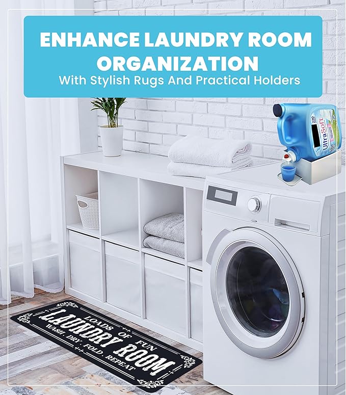 TidyFriend Laundry Detergent Holder with Laundry Room Rug Runner, Detergent Stand for Spill Protection, Non-Slip Runner Mat, and Stylish Room Organizer for Home & Laundry Spaces-Ruum Studio Home