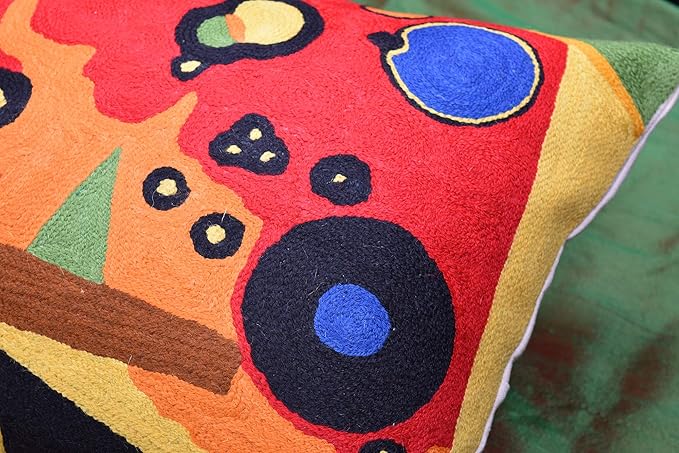 Lumbar Kandinsky Red Pillow Cover | Heavy Red Space Modern Throw Pillows Chair Cushion | Red Contemporary Pillow | Red Farmhouse Pillows | Modern Couch Pillow | Handmade Wool Size 14x20-Ruum Studio Home