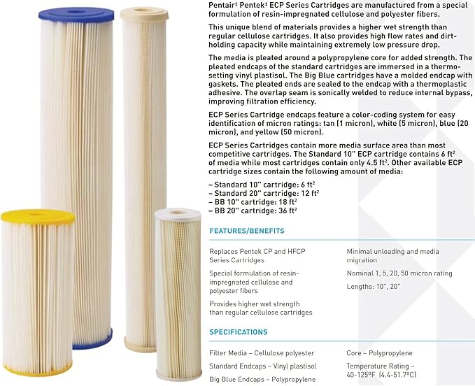Pentair Pentek Big Blue Filter Housing and Sediment Water Filter Cartridge Bundle-Ruum Studio Home