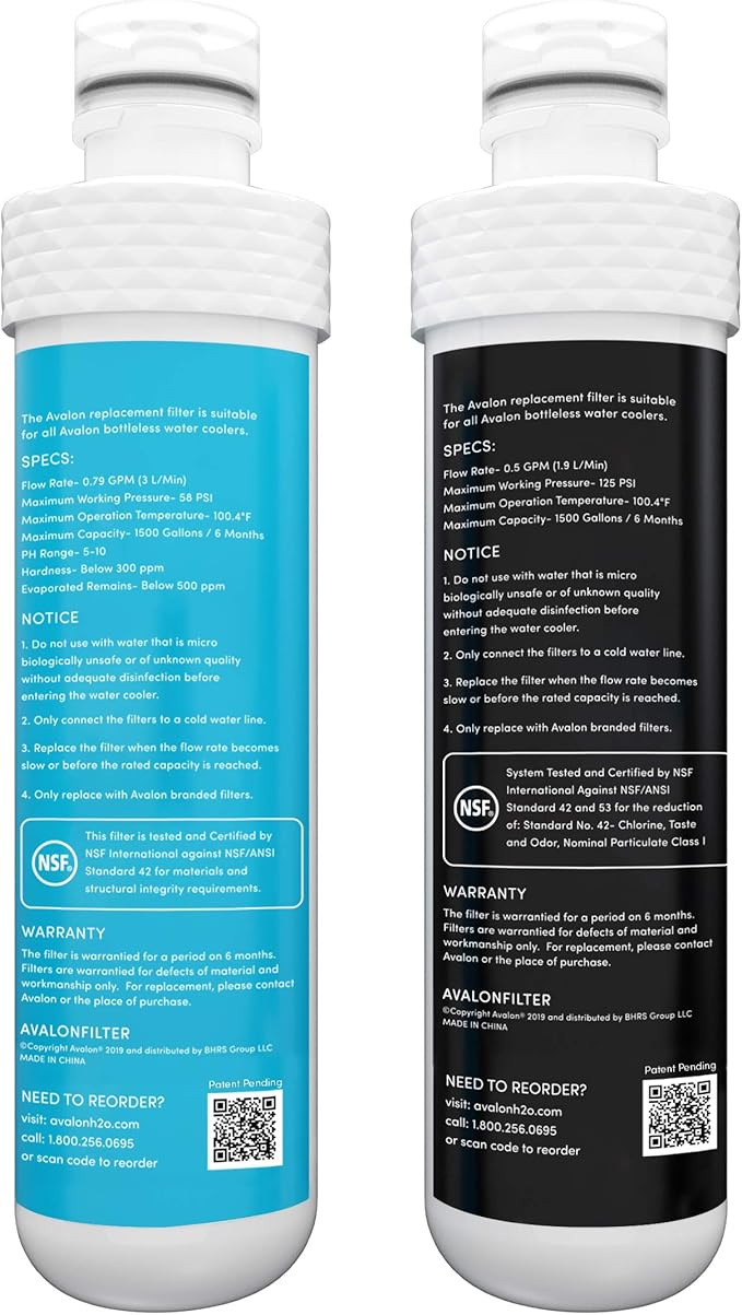 Avalon Genuine 2 Stage Replacement Filters For All Avalon Branded Bottleless Water Coolers NSF Certified, 2 Count (Pack of 1)-Ruum Studio Home