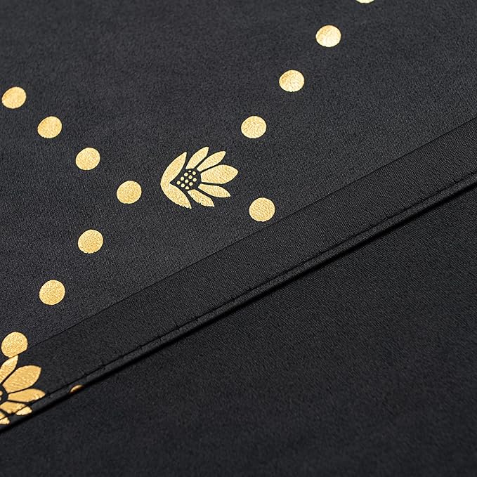 Grommets Blackout Long Window Curtains Black Gold-52W*95L 2PCS Drapes for Bedroom