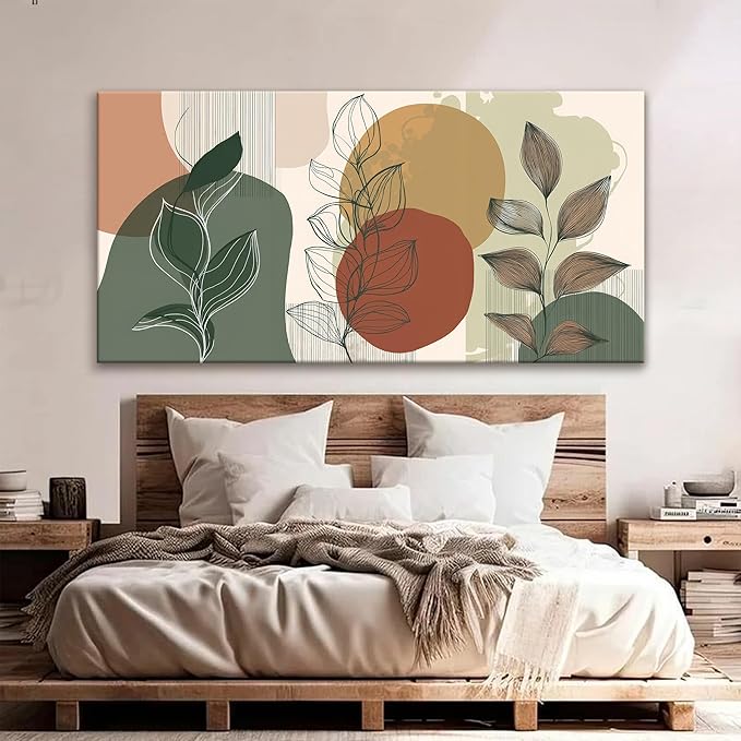 Tsomzxng Large Abstract Boho Wall Art For Living Room Century Modern Canvas Art Wall Decor Picture Painting Aesthetics Botanical Abstract Art Prints Bedroom Office Wall Hanging Decor 29x58 In-Ruum Studio Home
