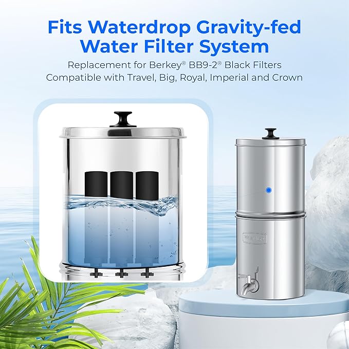 Waterdrop NSF/ANSI 42&372 Certified Water Filter, for Berkey® BB9-2® Black Filters, Berkey® Gravity Water Filter System and Waterdrop King Tank Series Travel, (Pack of 3)-Ruum Studio Home