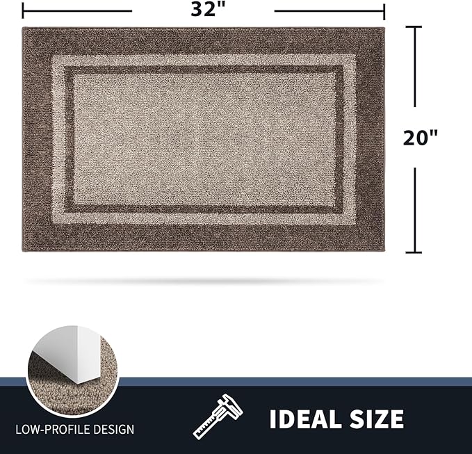 PURRUGS Dirt Trapping Door Mat 20" x 32", Non-Slip/Skid Machine Washable Entryway Rug, Shoes Scraper, Area Rug, Super Absorbent Welcome Mat for Muddy Wet Shoes and Paws, Beige & Grayish Brown-Ruum Studio Home