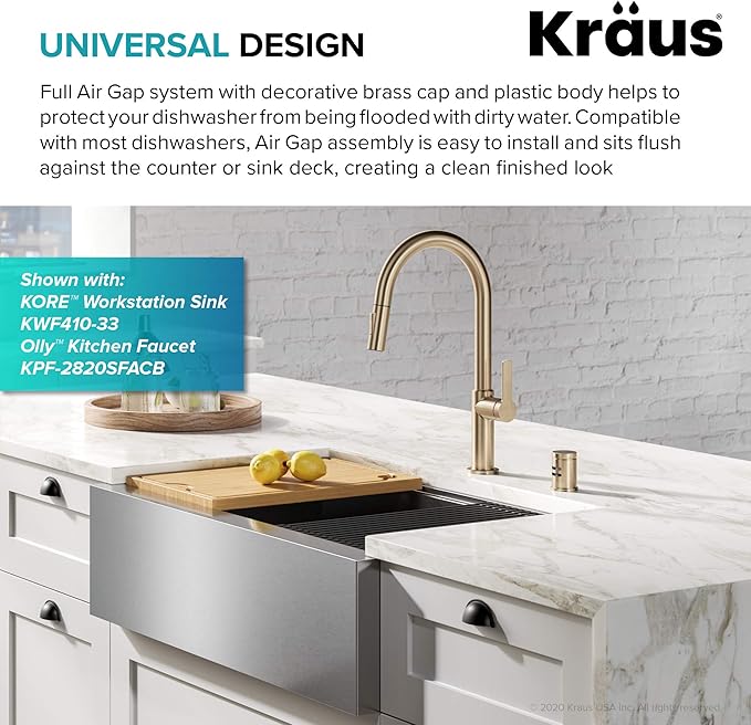 KRAUS Dishwasher Air Gap in Spot Free Antique Champagne Bronze, KAG-1SFACB-Ruum Studio Home