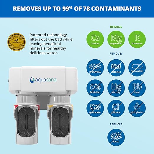 Aquasana Under Sink Water Filter System - Reduces PFAS, Lead, & Chlorine in Drinking Water - Under Counter Claryum Filtration for Kitchen - 2-Stage - Brushed Nickel Faucet - AQ-5200.55-Ruum Studio Home
