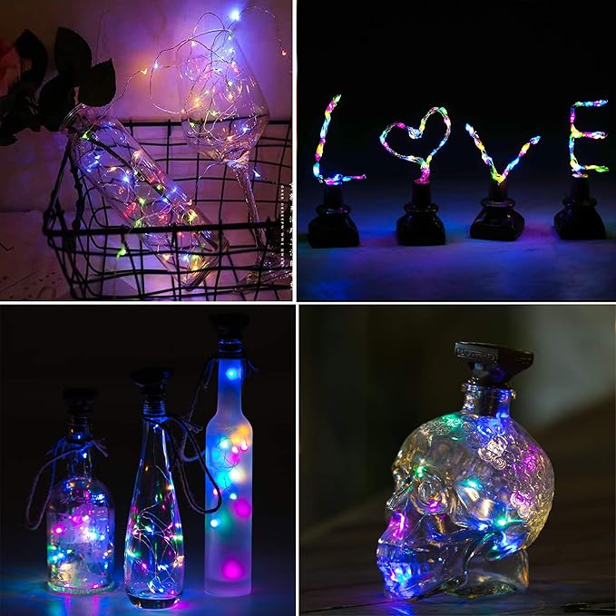 ZNYCYE Upgraded 8 Pack Solar Powered Wine Bottle Lights 20 LED Colored Starry Cork Light Fairy Cork String Craft Lights for Wedding Christmas Outdoor Holiday Garden Decor (Multi Color)-Ruum Studio Home