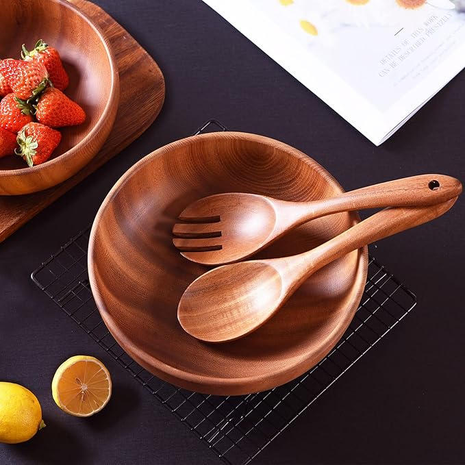 Wooden Spoons for Cooking,GUDAMAYE 10 PCS Wooden Kitchen Utensils Set,Wooden Cooking Utensils For Non-stick Pan,Teak Wood Utensils Set,Spurtles Kitchen Tools As Seen On Tv-Ruum Studio Home