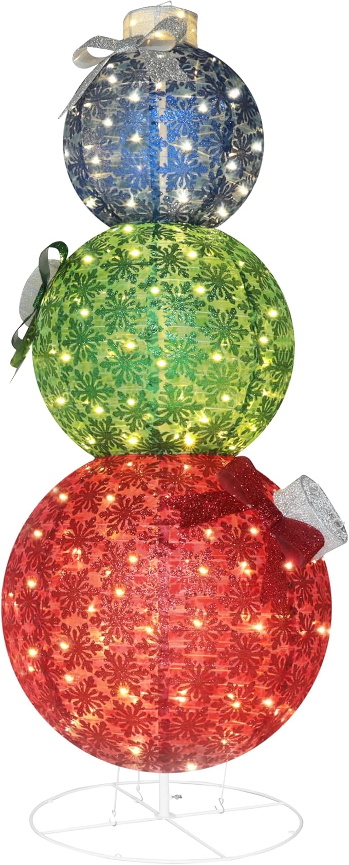 5FT Lighted Pop Up Stackable Ornaments for Christmas Decoration, 3D Pre-Lit Decor with 210 LED Lights with Easy Pop-Up Design, Freestanding Glittered Holiday Display for Outdoor, Indoor-Ruum Studio Home